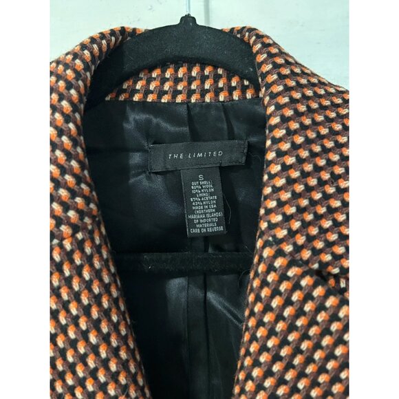 The Limited 90% Wool Orange/Brown/Black Long Wrap Coat - Picture 4 of 7